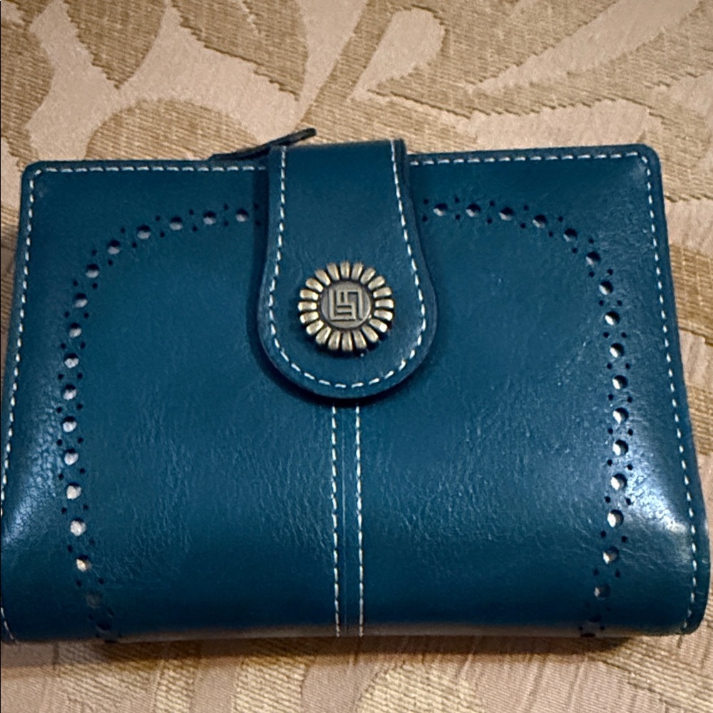 Sendefn WALLET TURQUOISE Bifold RFID Blocking Card Holder SUNFLOWER Snap preown